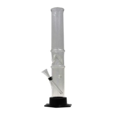 Plain Glass Bong Base Nera, 40 cm: Una bong di vetro elegante con base nera, ideale per un'esperienza di fumo fluida.