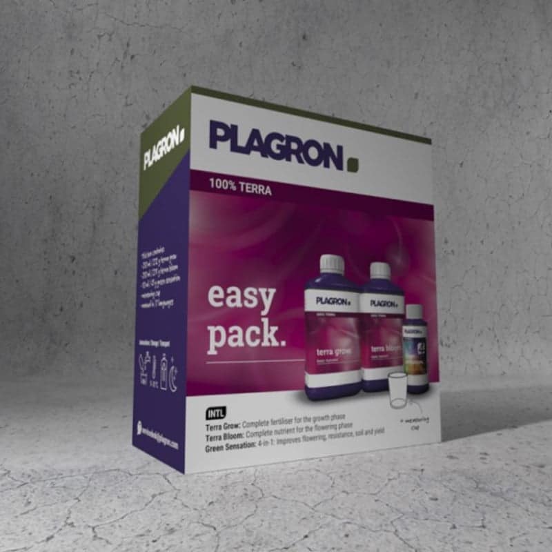 Easy Pack Terra di Plagron: Un set completo e semplice di nutrienti per una crescita e fioritura di successo delle piante sulla terra.