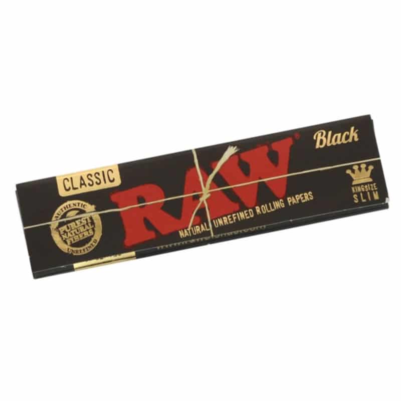 RAW Black King Size Slim Cartina Lunga: Cartine ultra-sottili e non sbiancate per un'esperienza di fumo raffinata e naturale.