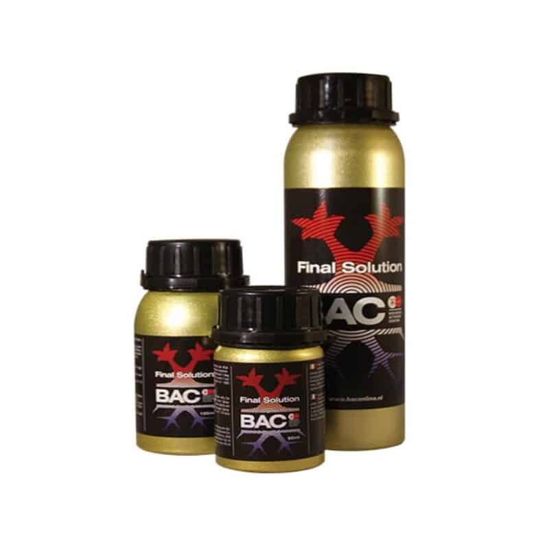 BAC Final Solution - Una soluzione speciale di pulizia di BAC (Beneficial Microorganisms Active Compounds) che aiuta a sciacquare i sali accumulati e i nutrienti in eccesso dal substrato prima del raccolto. Questo promuove il sapore e la purezza del prodotto finale.