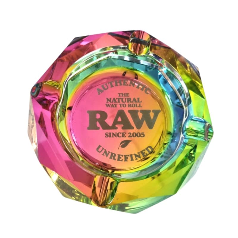 Posacenere in Vetro Arcobaleno di RAW: Un design di posacenere in vetro colorato e funzionale di alta qualità.