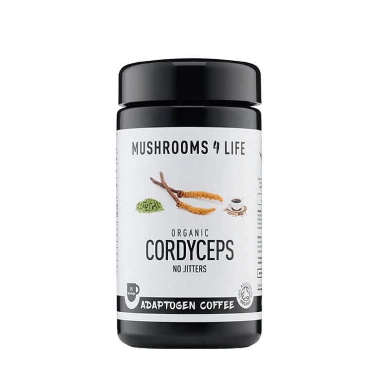 La confezione di Cordyceps Power Caffè di Mushrooms4Life con un contenuto di 60 grammi.