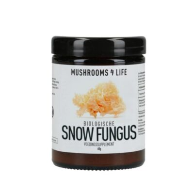Snow Fungus Poeder van Mushrooms4Life met een inhoud van 60 gramPolvere di Fungo della Neve di Mushrooms4Life con un contenuto di 60 grammi
